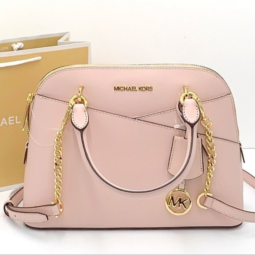 Michael Kors Jet Set Travel Medium Leather Dome Satchel Powder Blush Multi - Picture 9 of 16